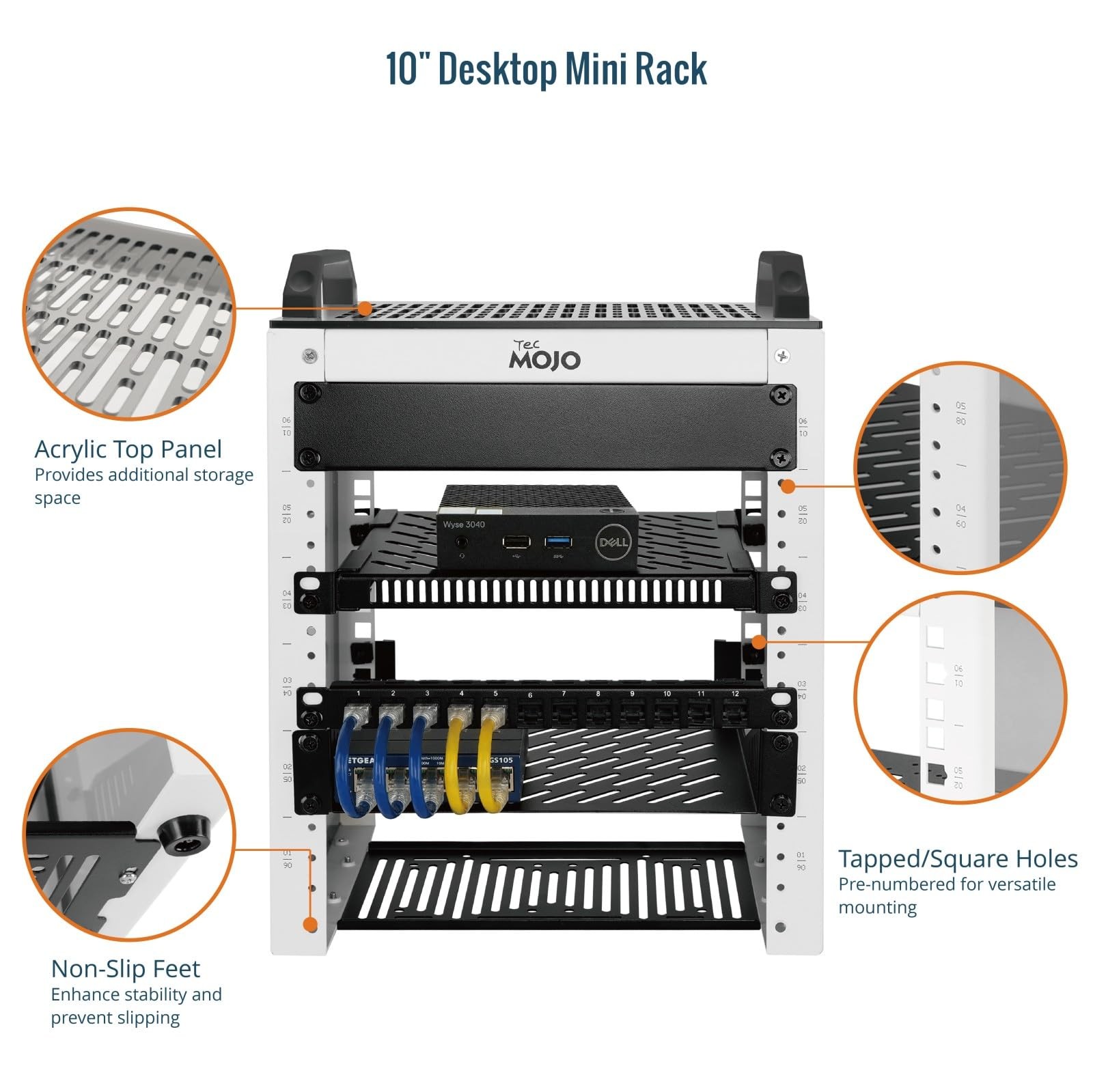 6U 10" Mini Network Rack 7.87" Deep Steel Server Rack With Panels Handles