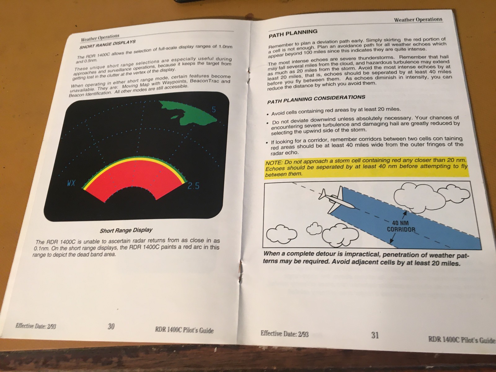 Bendix RDR-1400C Color Radar Pilot's Guide Manual