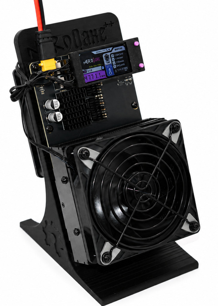 NerdQaxe++ Rev 6.1 - Black - 4.8TH - 6TH/s Air-Cooled Solo Mining SHA-256