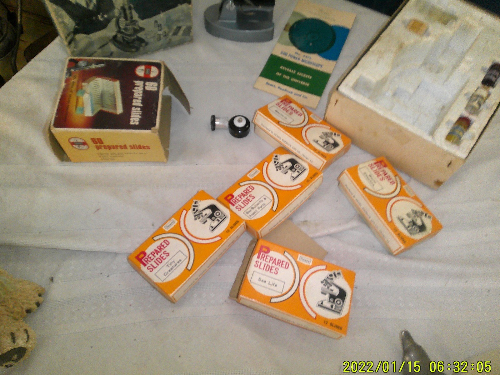 VINTAGE SEAR MICRO-MLAB KIT WITH 5 BOXES PREPARED SLIDES