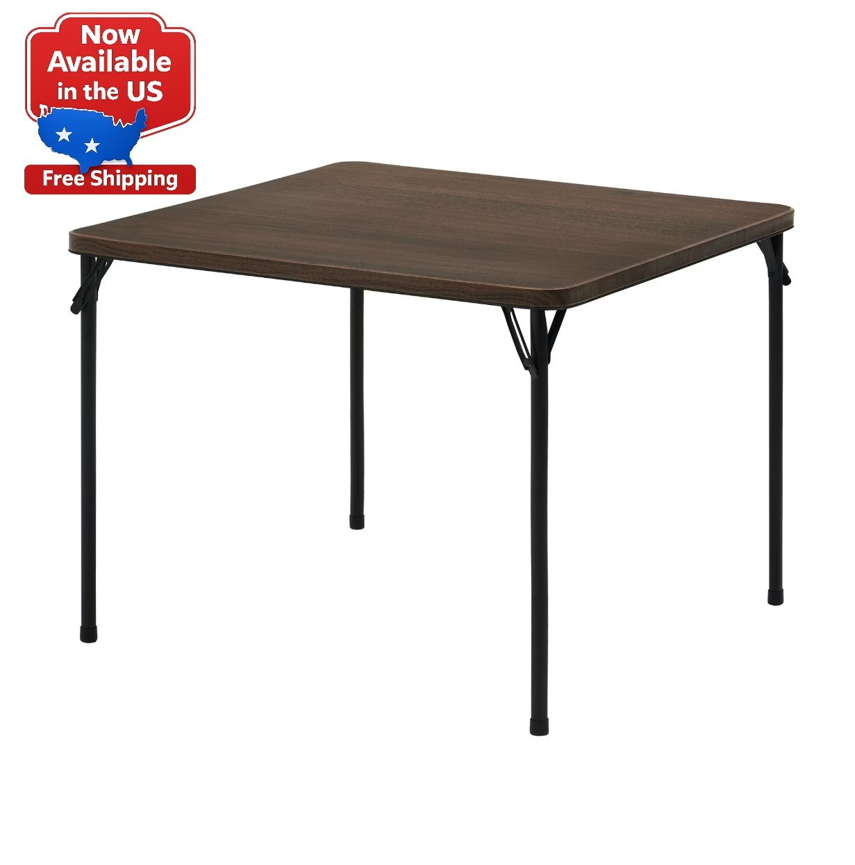 Mainstays 34" Fixed Table Top Folding Legs Card Table, Walnut