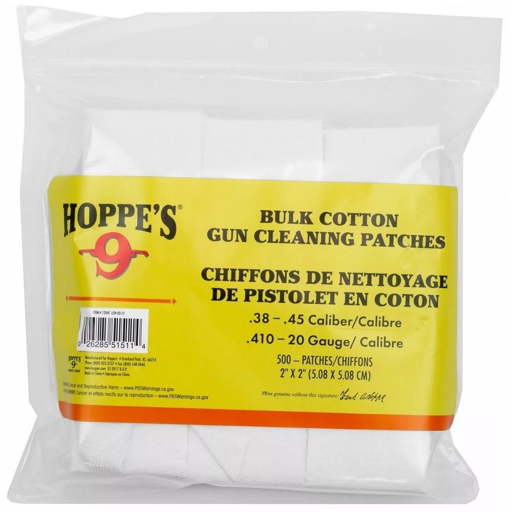 Hoppe's Cleaning Patches 38-45 Cal .410-20 Gauge 500 Pack - 1204S