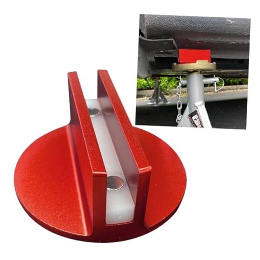 Universal Magnetic Jack Pad, Aluminum 0.37" Width Slotted Puck Pinch Weld Red