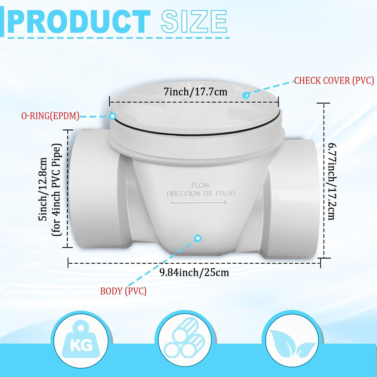 4" Backflow Preventer Valve,4 Inch Backwater Check Valve, Drain Backflow Prevent