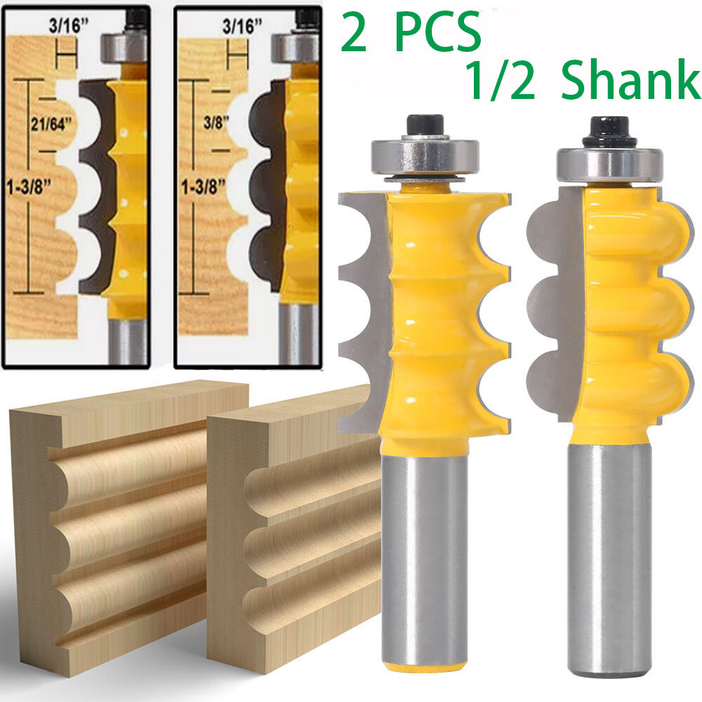 3/16" Radius Triple Bead & Flute Furniture Molding Router Bit Set - 1/2" Shank