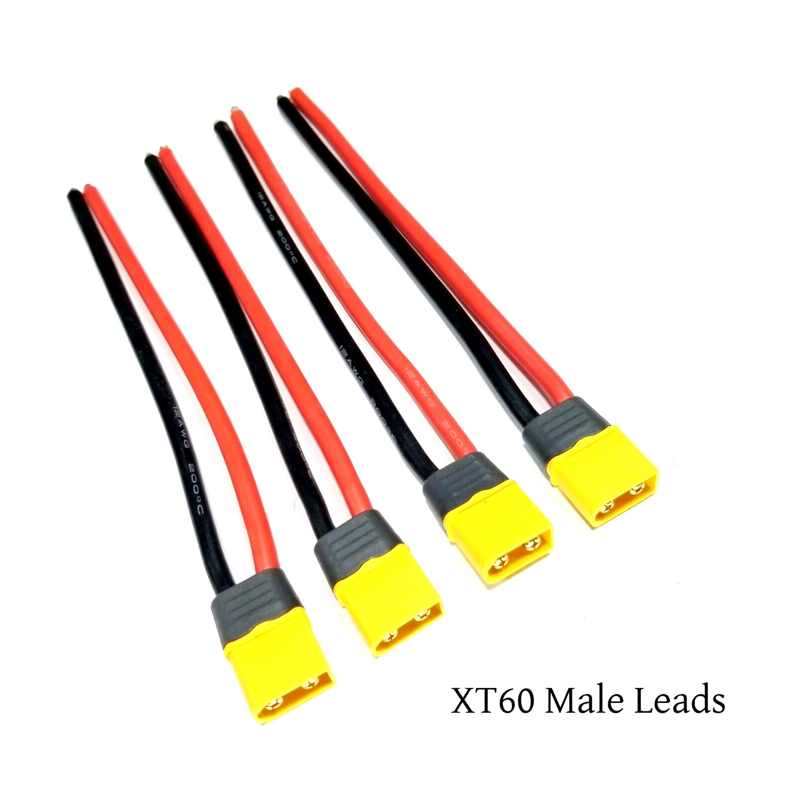 RCP (4) MALE XT60 ESC/BATTERY PLUG DISCHARGE LEADS Amass Connectors