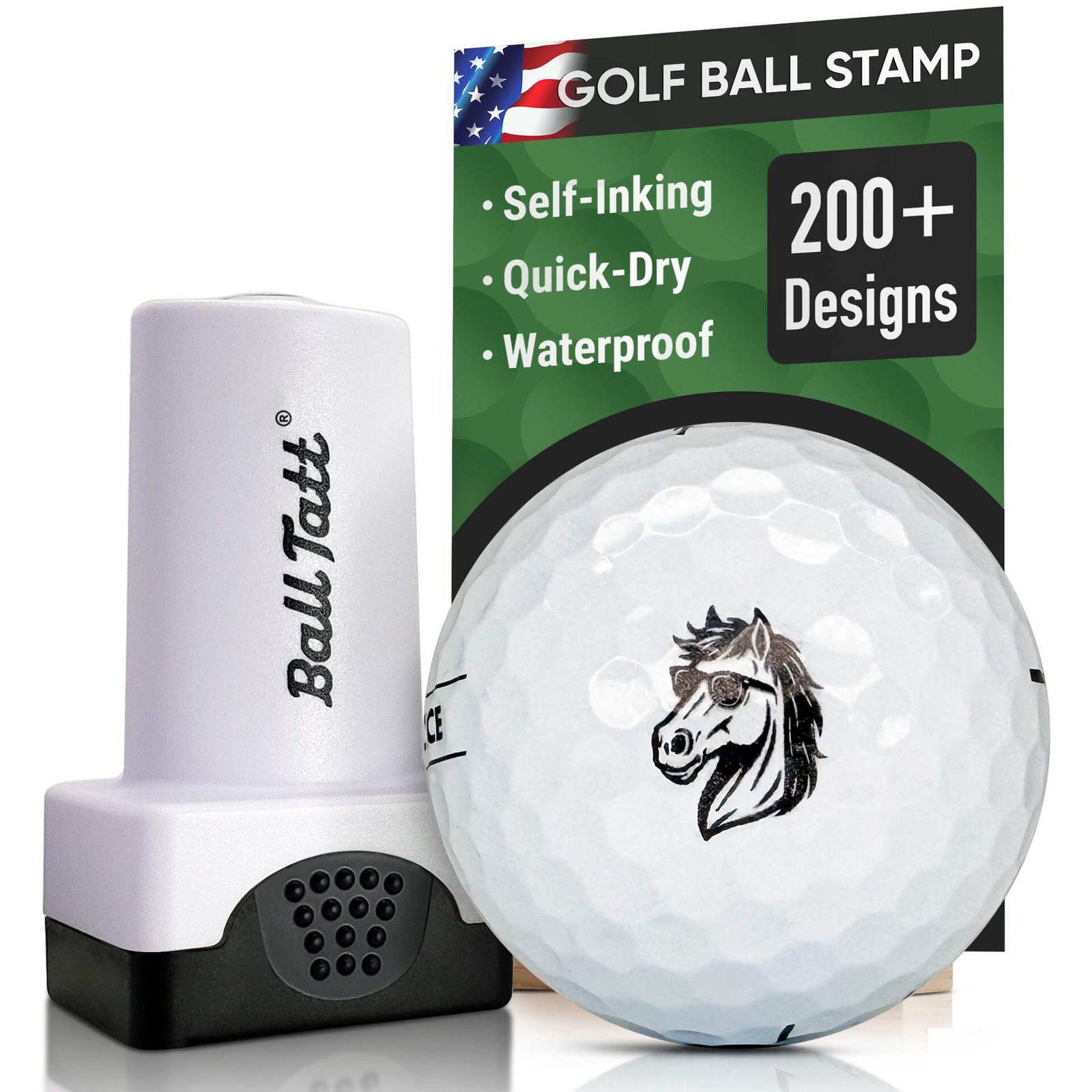 Ball Tatt - Horse Golf Ball Stamp Marker Quick-Dry Self-Inking Ball Stamper