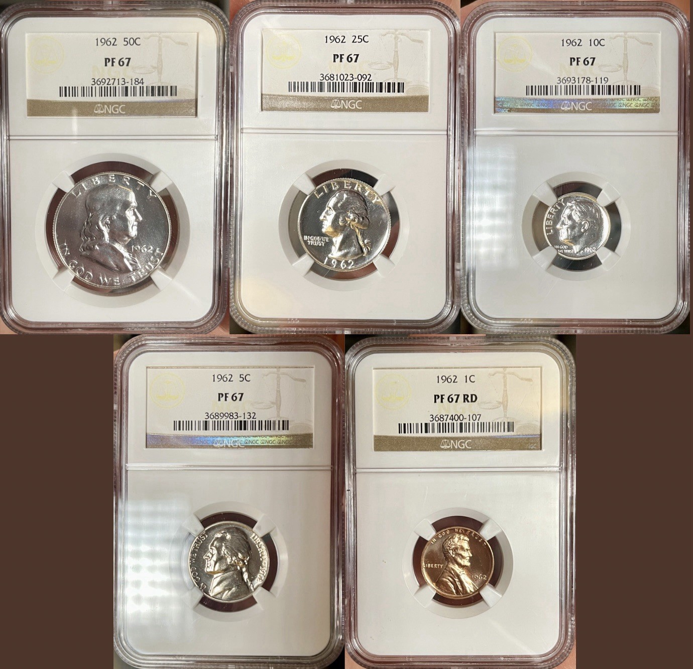 1962 NGC PF67 Proof Set. Silver Franklin Half, Quarter, & Dime! Gorgeous! 🇺🇸