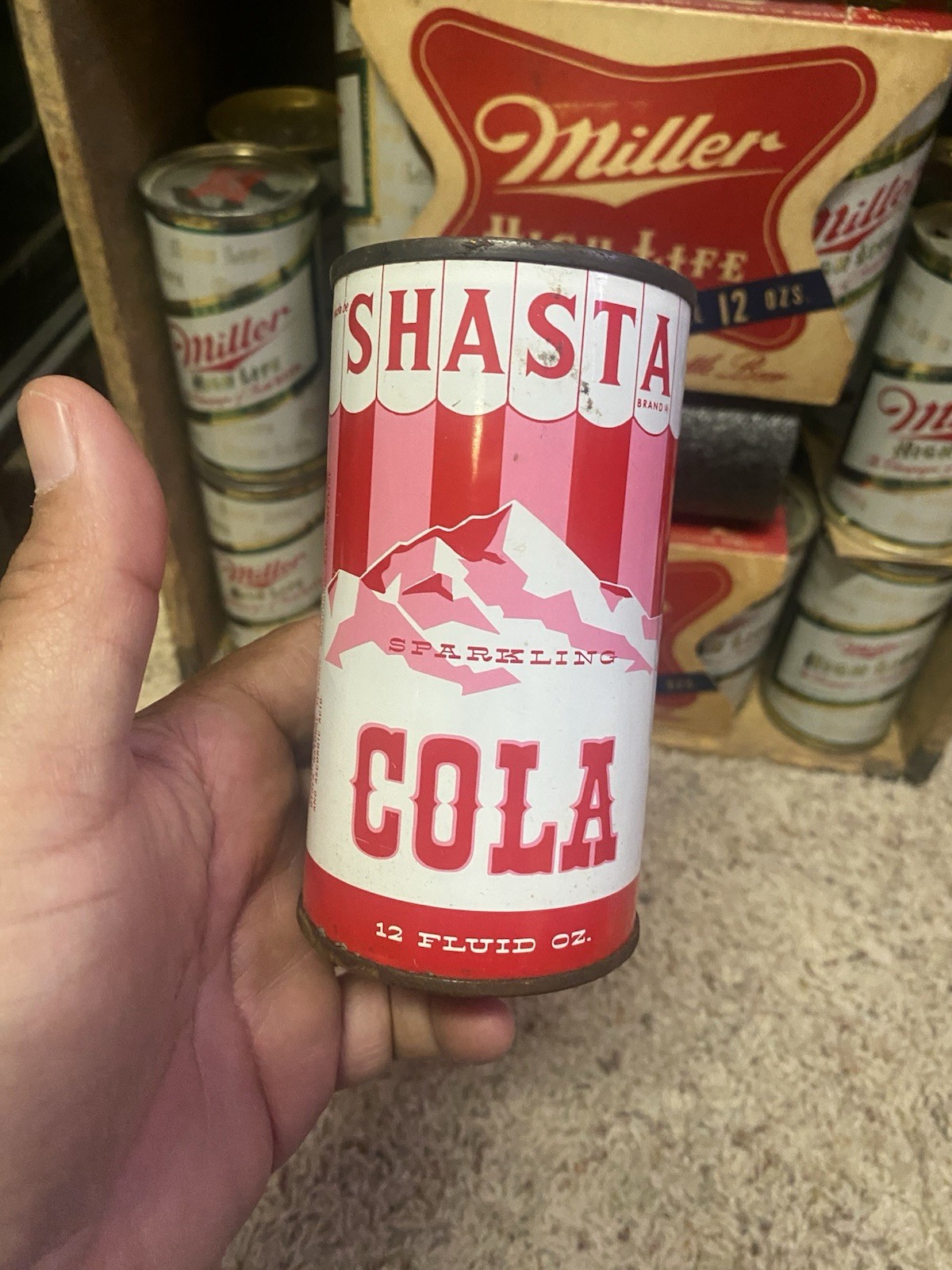 SHASTA Flat Top Can Cola  Soda San Francisco CA Vintage Old