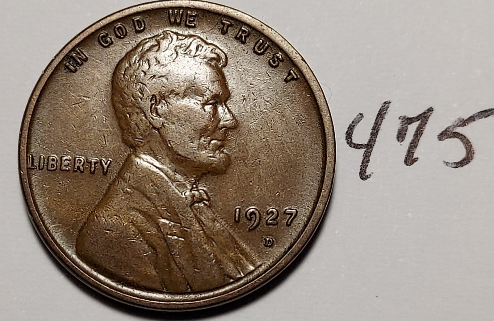 1927-D Lincoln Wheat Cent   VF  Very Fine   #475