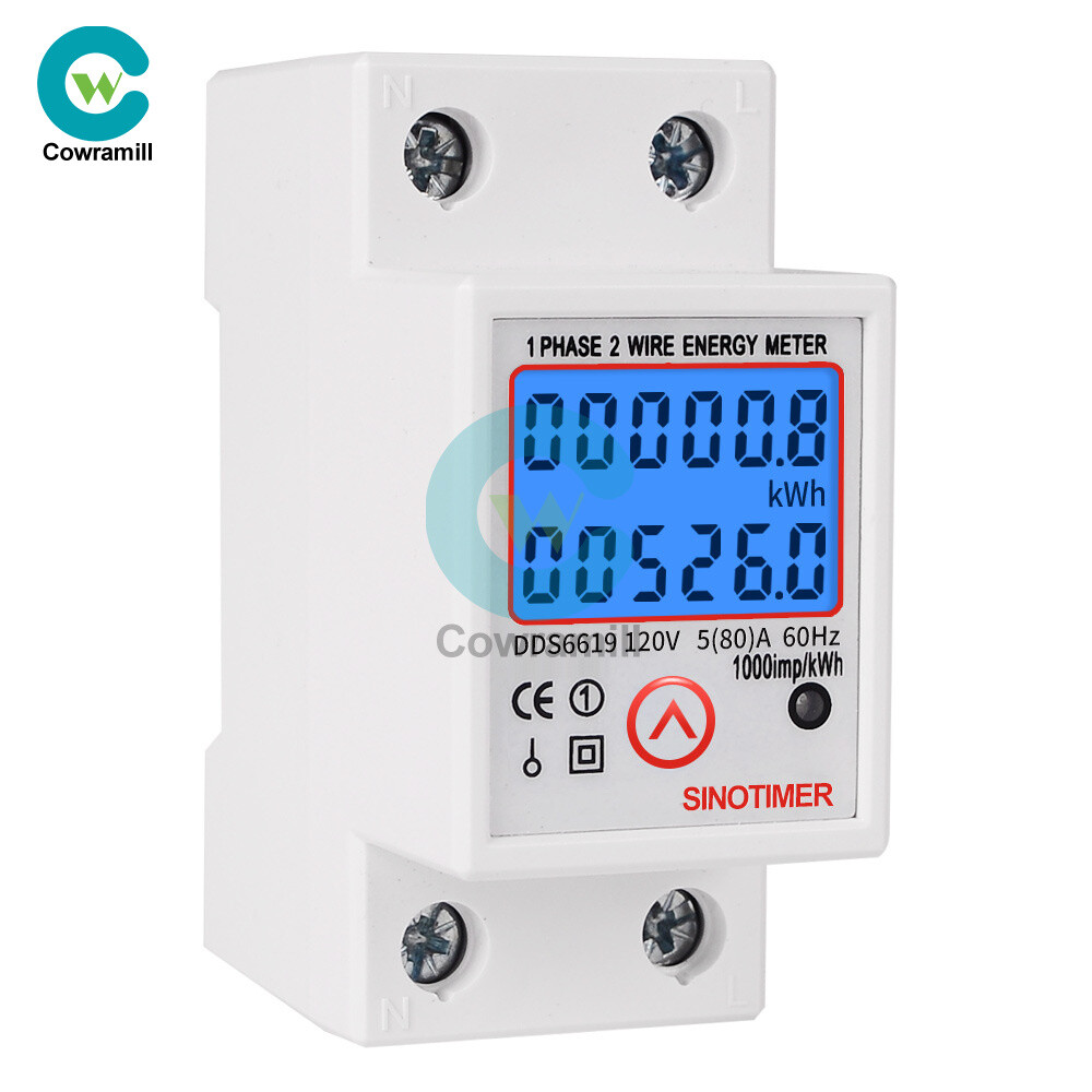 DDS6619 120V Reset LCD Digital Single Phase Energy Watt KWh Meter DIN Rail Mount