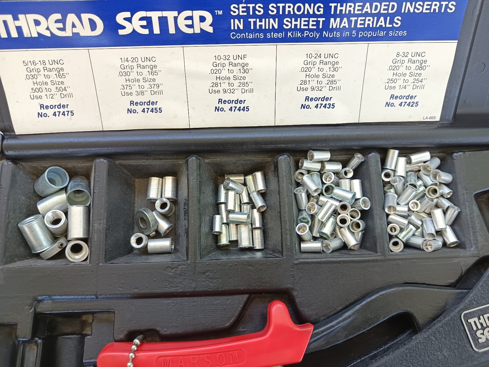 Used - Marson #39202 Thread-Setter Kit SAE Threaded Inserts Klik Poly Nuts