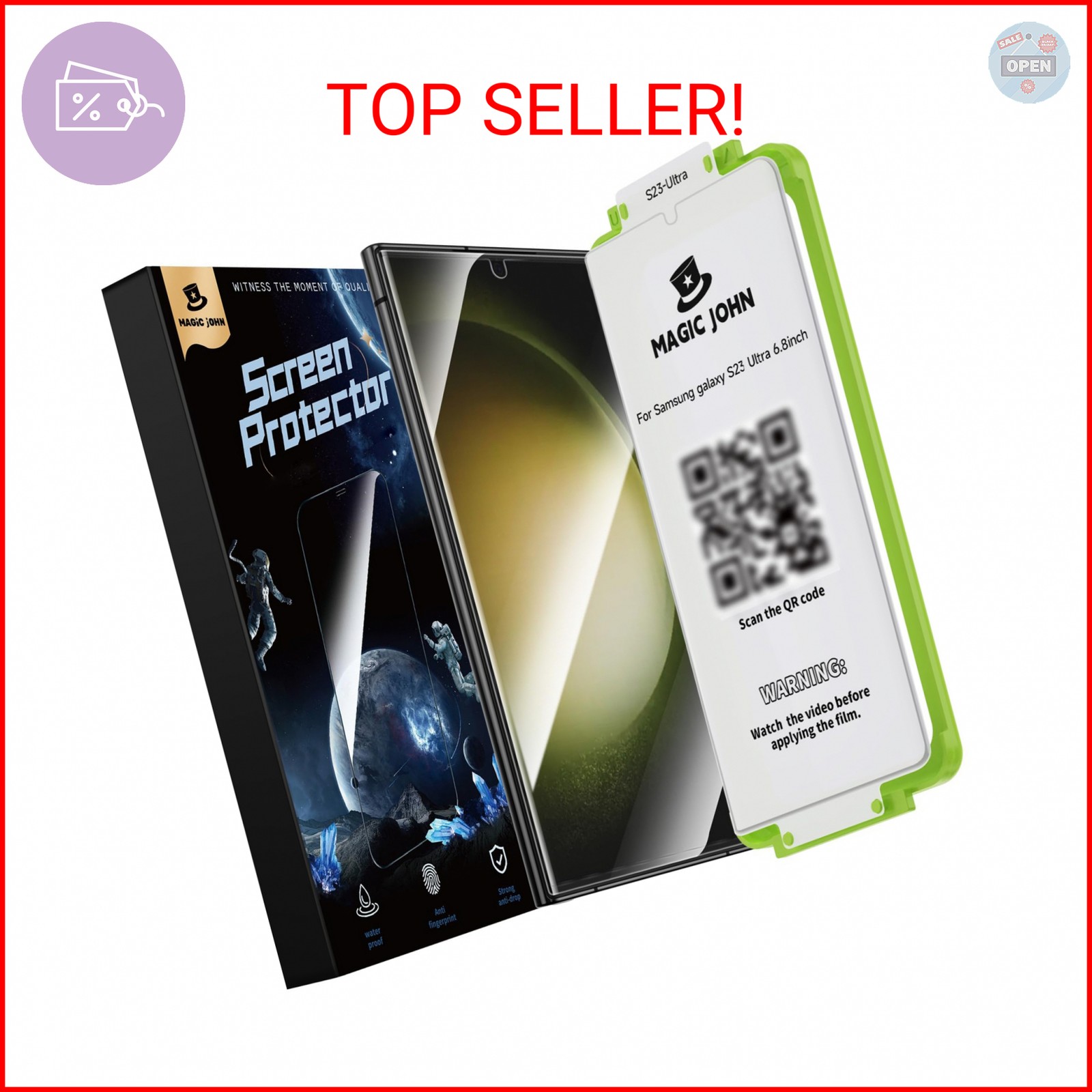 MAGIC JOHN 2 Pack for Samsung Galaxy S23 Ultra Screen Protector [PET Film Materi