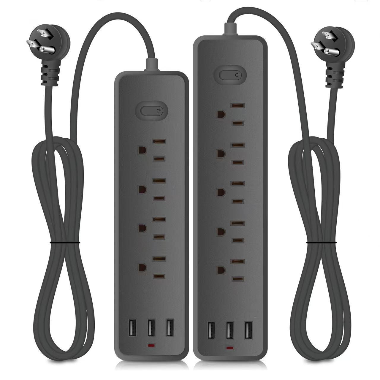 Multi Outlet Power Strip with 3USB Charger&Switch 3.9FT Extension Cord Plug US