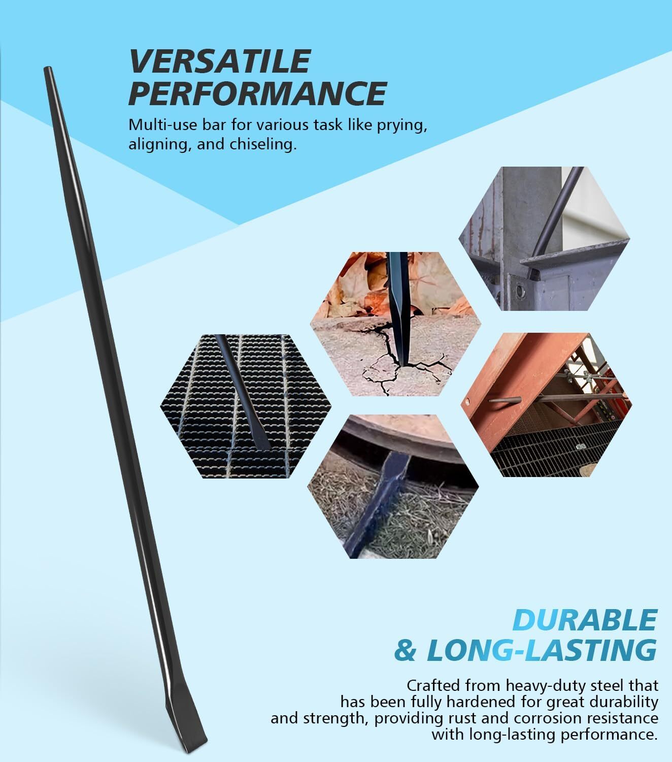 3248 Round 7/8" x 30" Connecting Bar Sleever Bar for Aligning Prying Chiseling