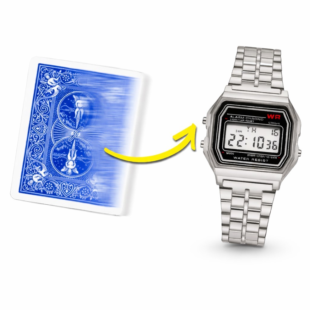 Magic Trick "Watch This" Playing Card Transforms into Watch Close Up Illusion