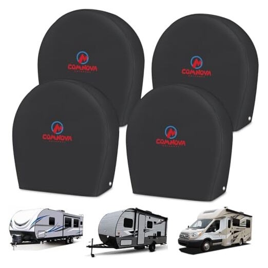 RV Tire Covers 4 Pack, Tough Tire M - Fit Tire Diameter 26"-29" Black - 4 Packs
