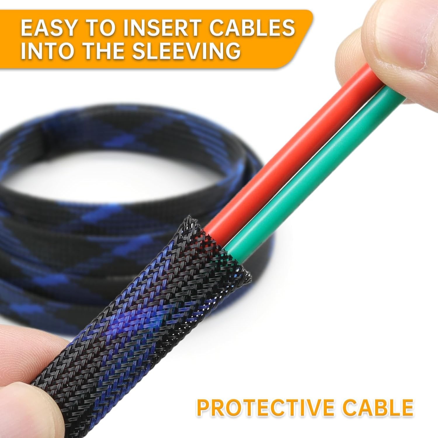 Braided Cable Sleeve, 33ft Expandable Wire Loom for Automotive Wiring Harness &