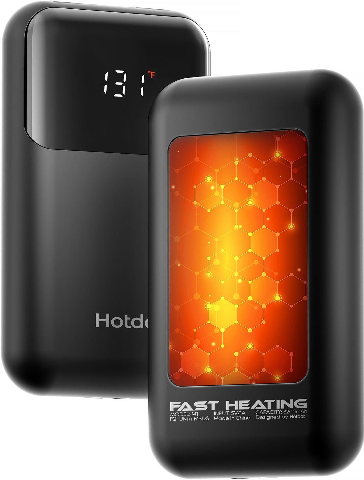 Portable Electric Hand Warmer With Led Display And Blessing Card 2 Pack