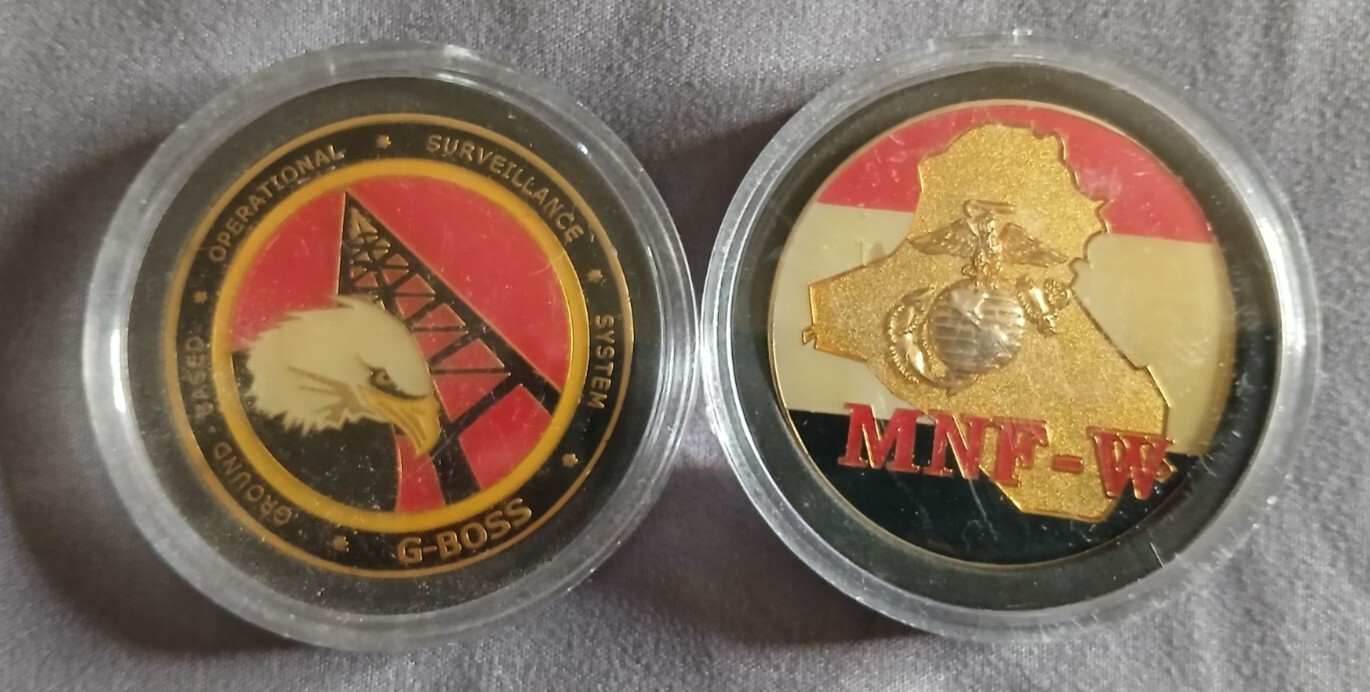 USMC MNF-W Iraq G-BOSS Challenge Coins in Plastic Capsules