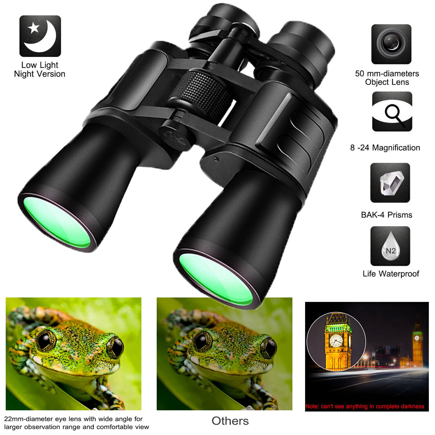 100X180 Zoom Binoculars Day Night Vision Prism High Power Hunting Waterproof New