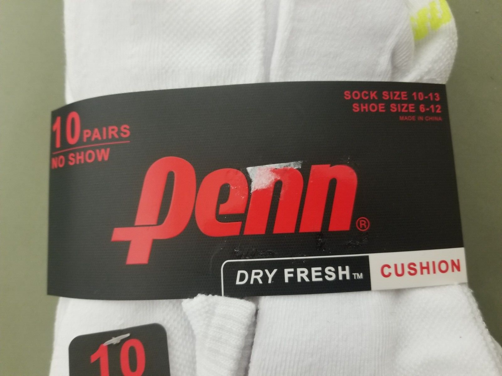 New Penn Mens 10 Pair Athletic Cushion No Show Socks.