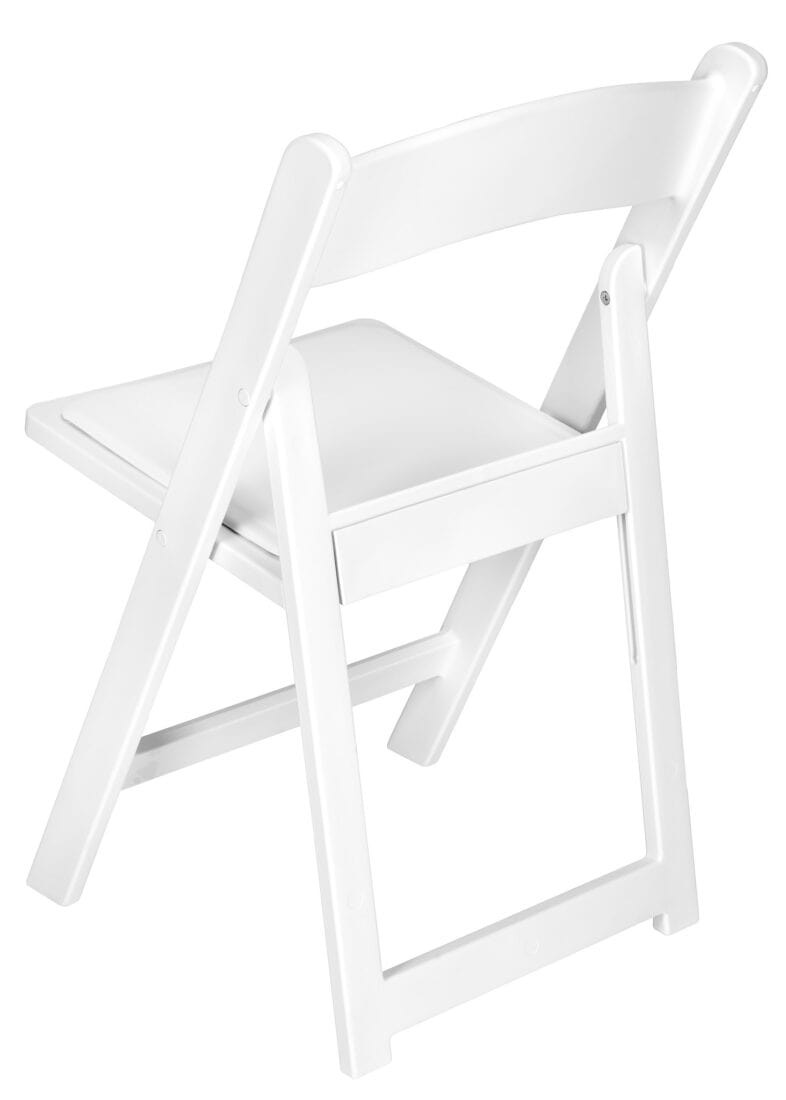 White Resin Folding Chair with Slatted & Padded Seat - 2N1 by Chivari