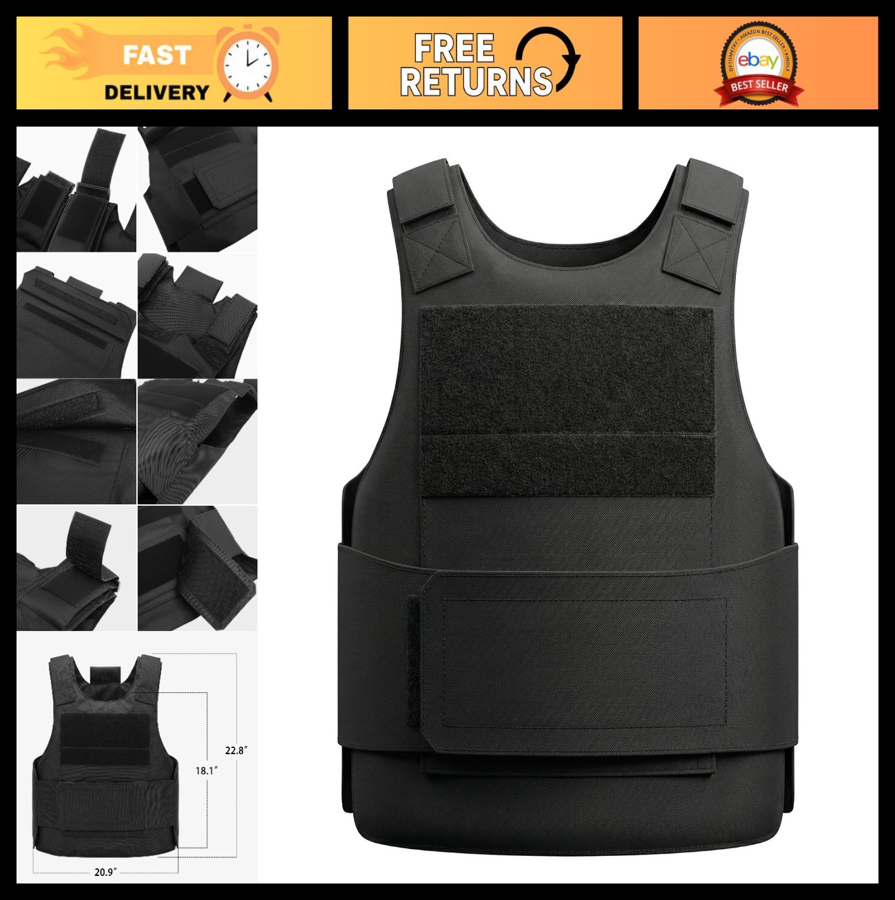Adjustable Tactical Vest for Outdoor Training, Protective Lightweight Gilet Gear
