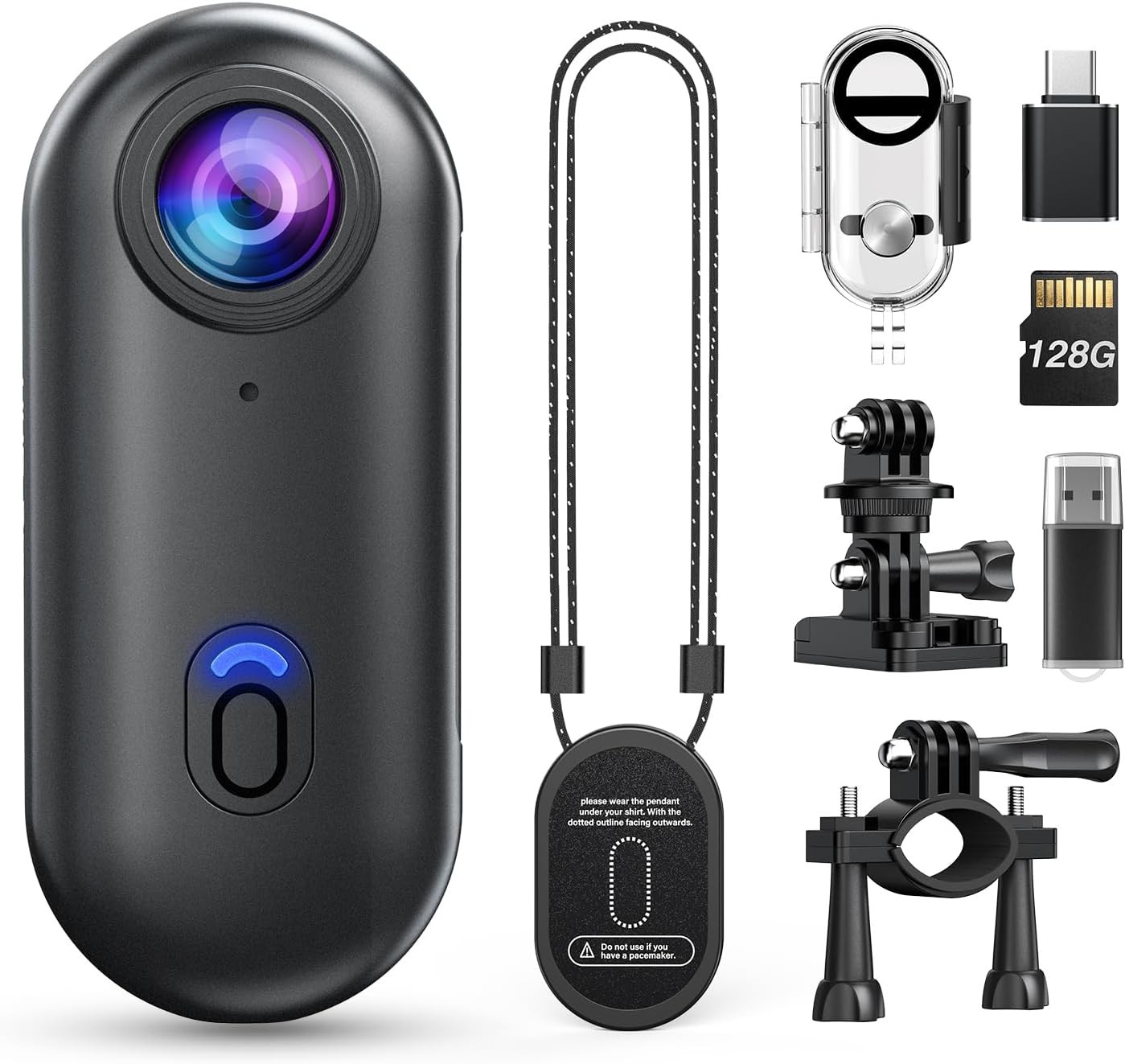 Z10 4K Action Camera 128GB Wearable Sports Camera Small Body Cam for Traveling