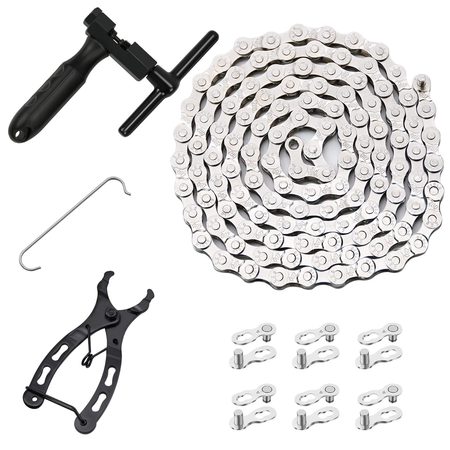 Bike Chain Kit, Single/6/7/8/9/10/11/12 Speed Multi-Function Bike Mechanic Re...