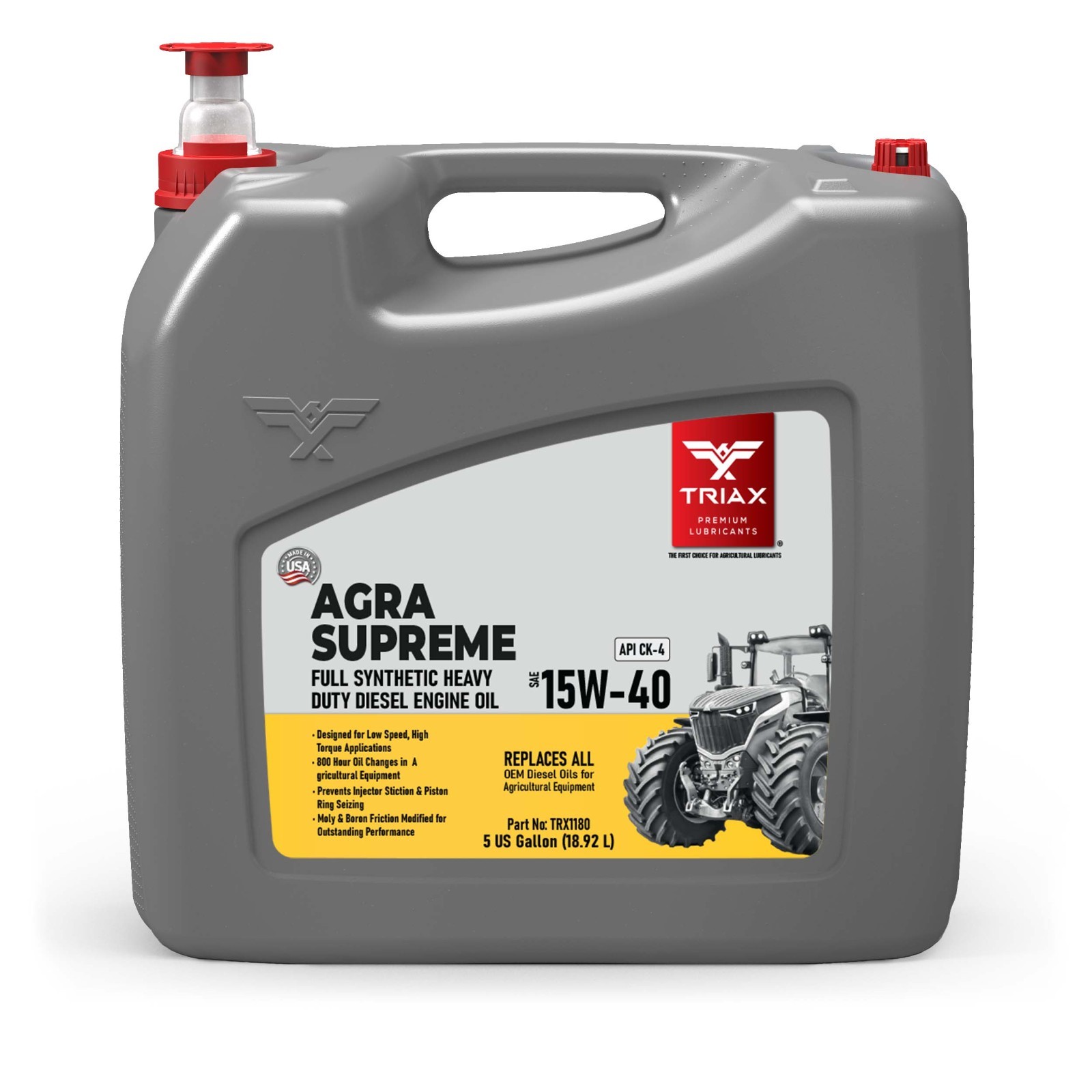TRIAX Agra Supreme 15W-40 CK-4/CJ-4 Full Synthetic Diesel Engine Oil (5 Gallon)