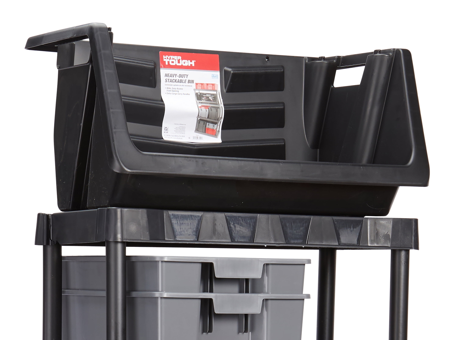 Heavy Duty Nesting Plastic Stack Bin, Black！