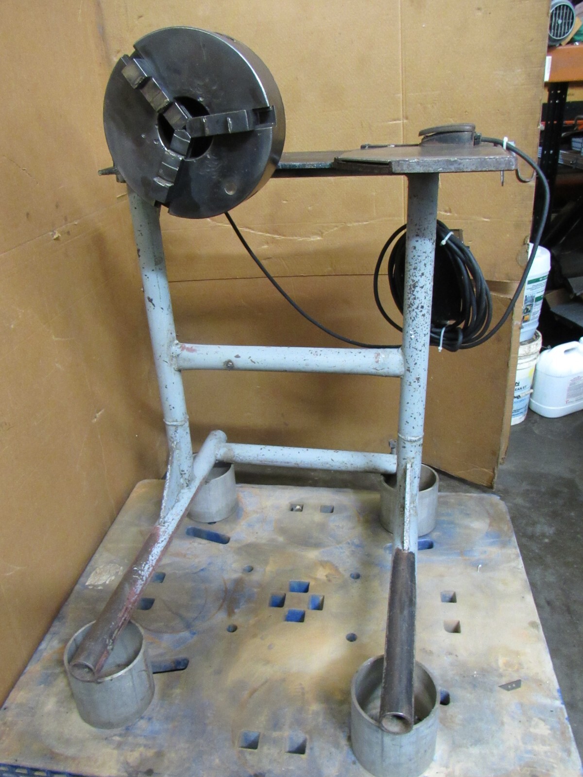 SHOP BUILT 115V VARIABLE SPEED WELDING MANIPULATOR 3 JAW CHUCK 12" DIA 4" ID
