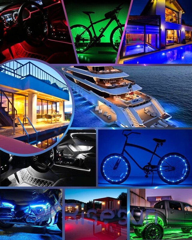 12V Tiras de Luz 15LED para Carros Coche Motos Camión Embarcación Luces Decor