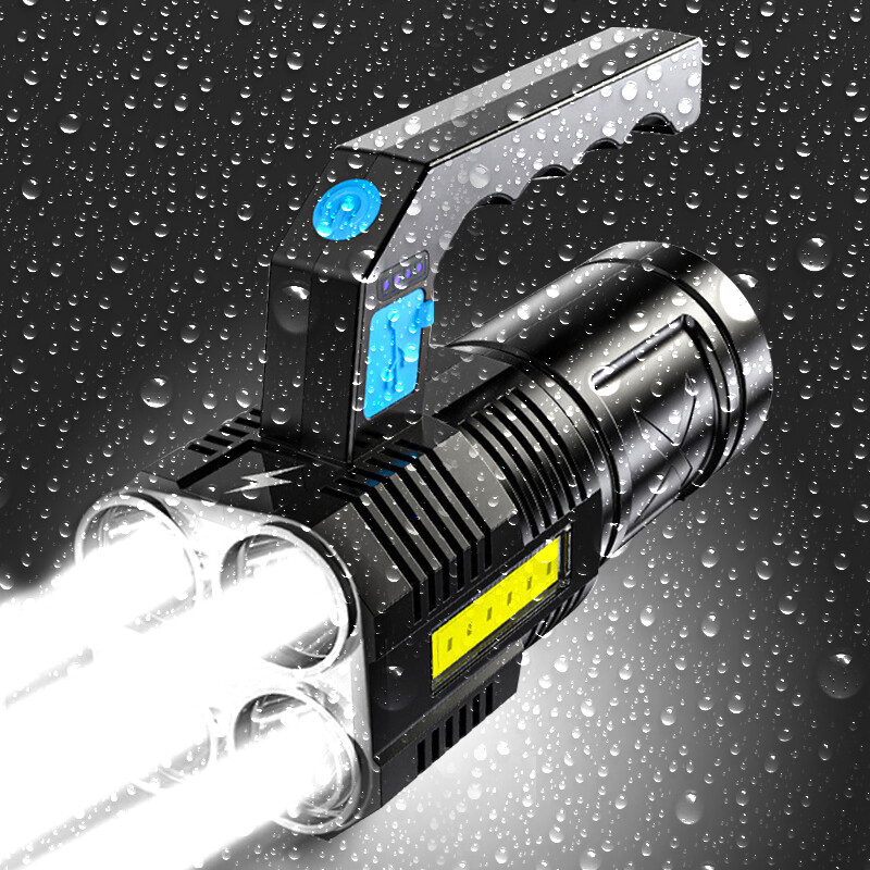 Super Bright LED Flashlight USB Rechargeable Searchlight 4 Modes Work Torch