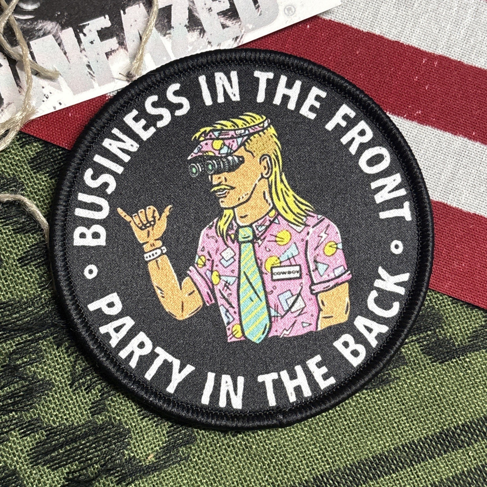 Biz In Front Party  In The Back Tactical Hook And Loop Patch High Quality 3”