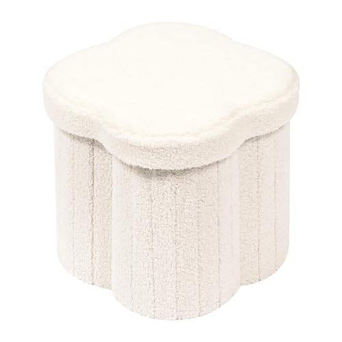 Storage Ottoman Cube, Flowers Shaped Ottomans 12.6"x12.6"x12.6" Flower White