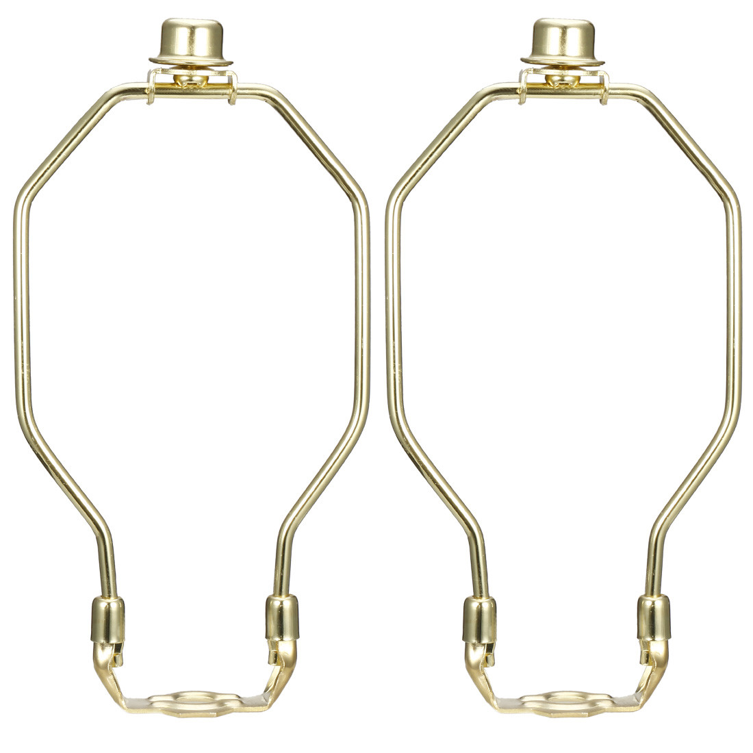 2 x Lamp Harp Finial Holder Set 8" Polished Brass for Table and Floor Lamps