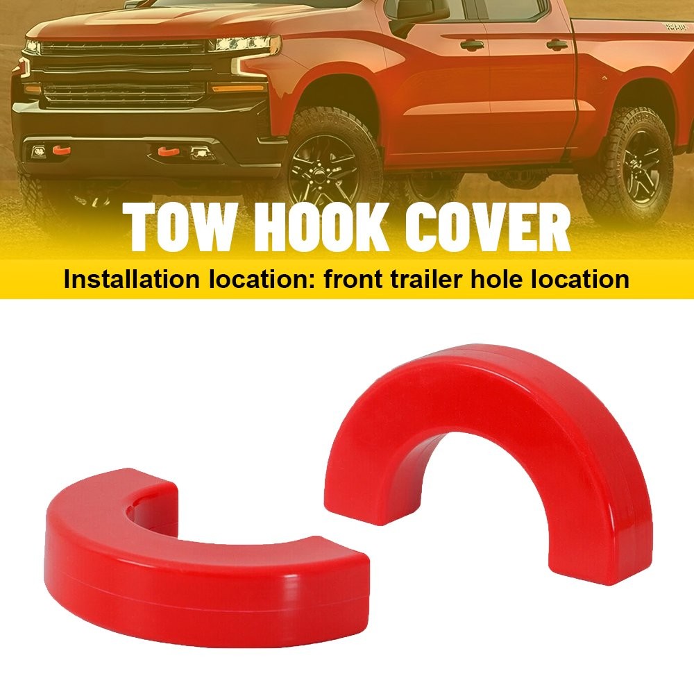 Car Front Tow Bumper Hook Eye Cover Cap Red For 2007-2024 Chevy Silverado 1500