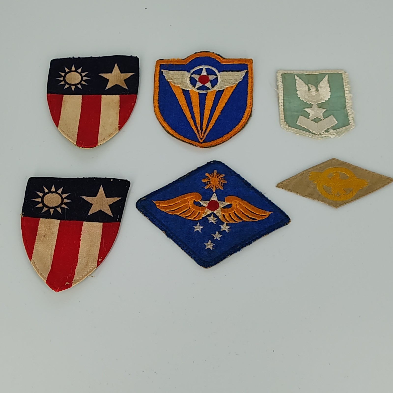 WWII US Army Air Forces Patch Lot – Shield Insignia, Aviation Wings Patches