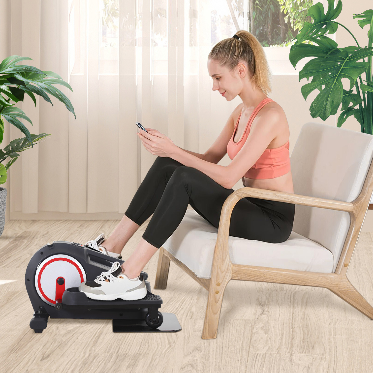 Under Desk Elliptical Machine, Portable Pedal Training Machine Senior Exercise