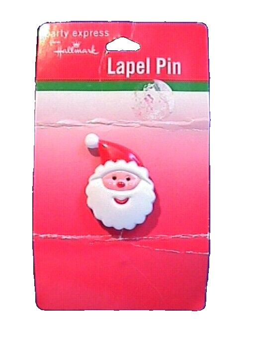 Hallmark PIN Christmas Vintage SANTA Jolly Face Small 1990s Brooch NEW* RED PE