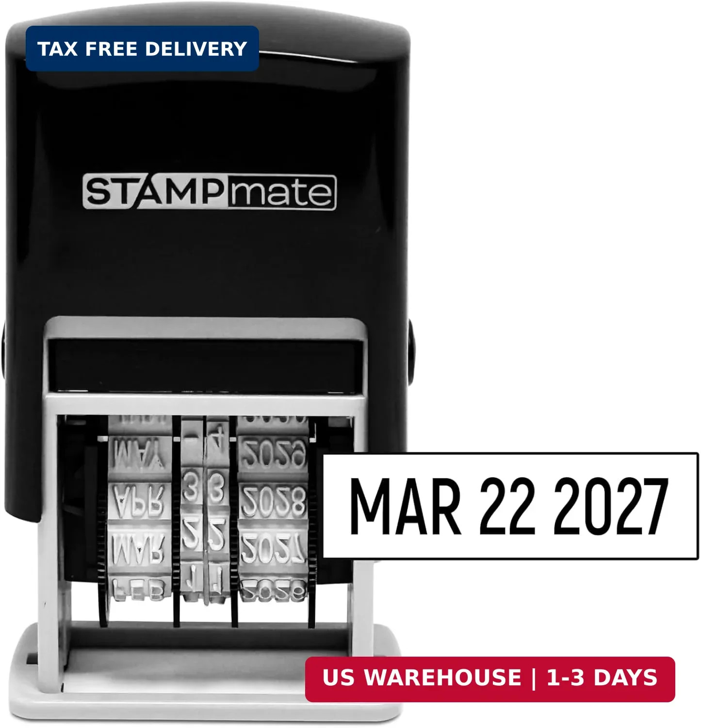 Self-Inking Date Stamp - Adjustable Month, Day, Year - for Office Organization,