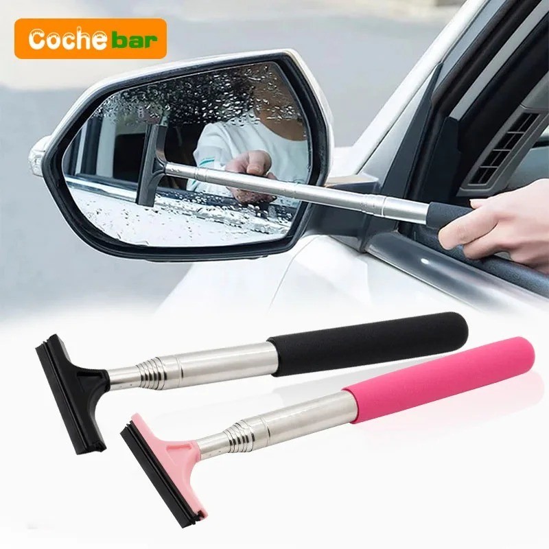 Car Rearview Mirror Wiper Cleaning Tool Telescopic Auto Glass Scraper Brush