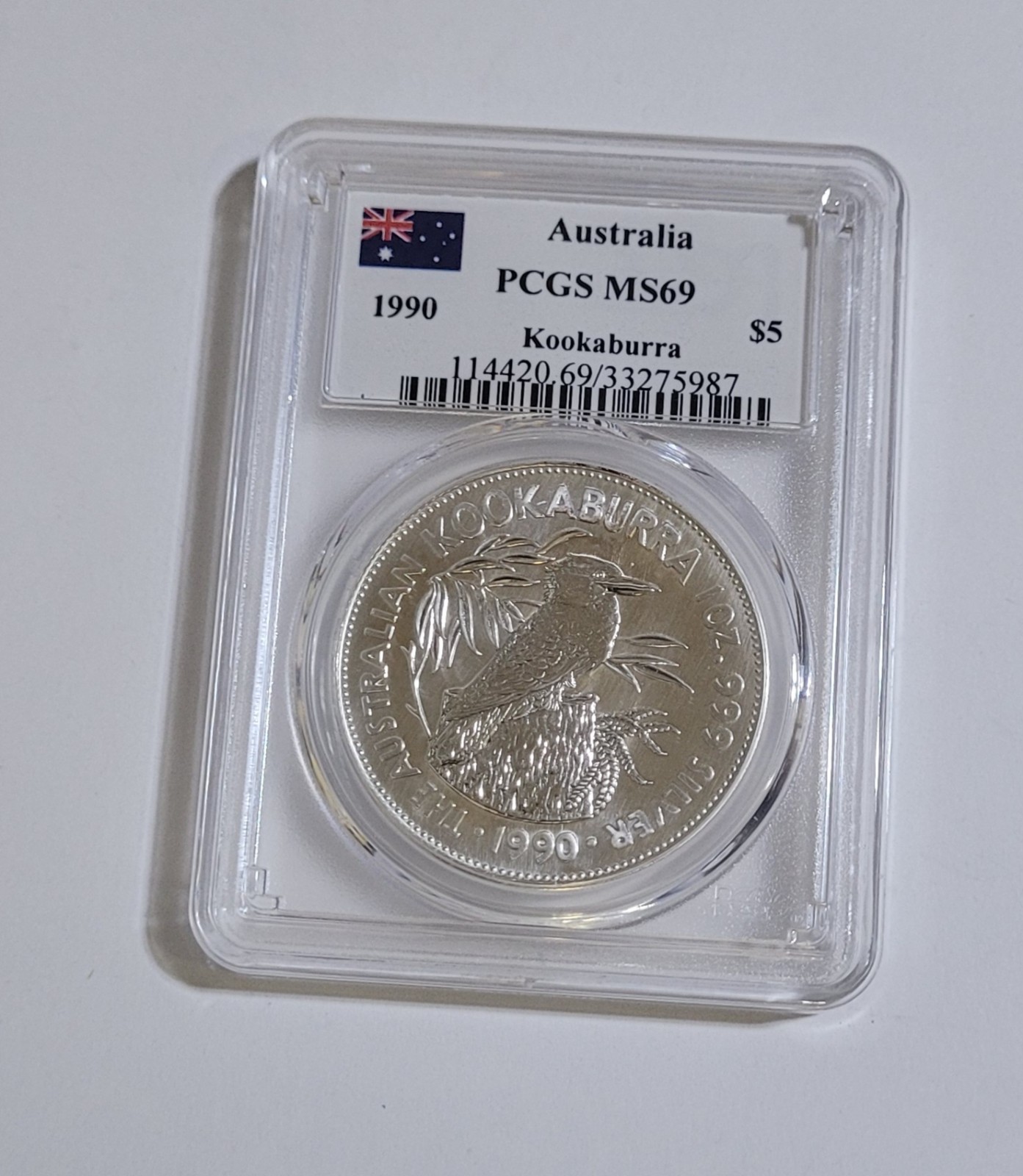 1990 Australia 1 oz Silver Kookaburra PCGS MS69 TOP POP