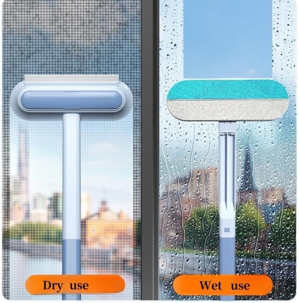Window Screen Cleaning Brush with Handle – Wet & Dry Cleaner Mesh Screen Cleaner