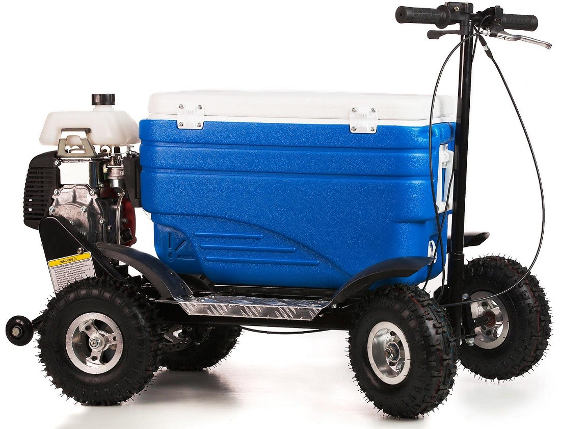 Crazy Coolers BLUE 4Stroke Motorized All Terrain 49CC Cooler w/ Wheelie Bar