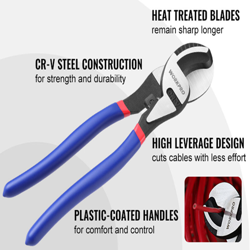WORKPRO 9-1/4" High Leverage Cable Cutter Wire Cutter for Copper Wire Heavy Duty