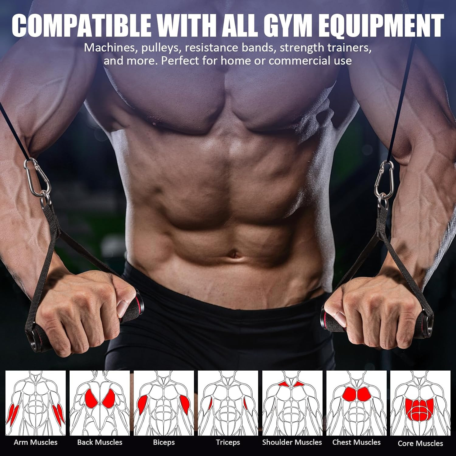 Gym Exercise Handles Equipment For Cable Machine Attachments Workout Training