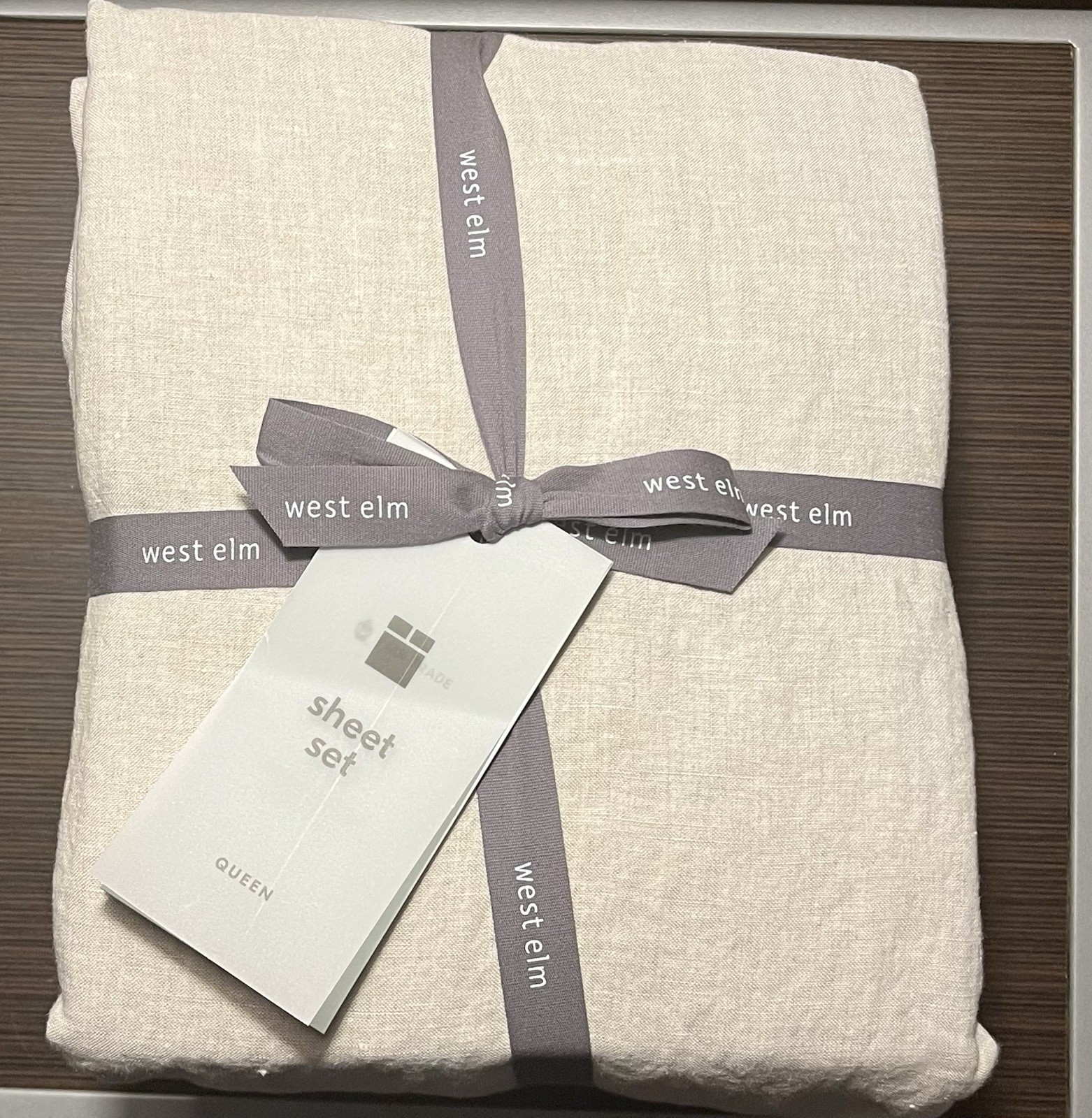 New West Elm European Flax Linen Queen Sheet Set In Natural Flax Color